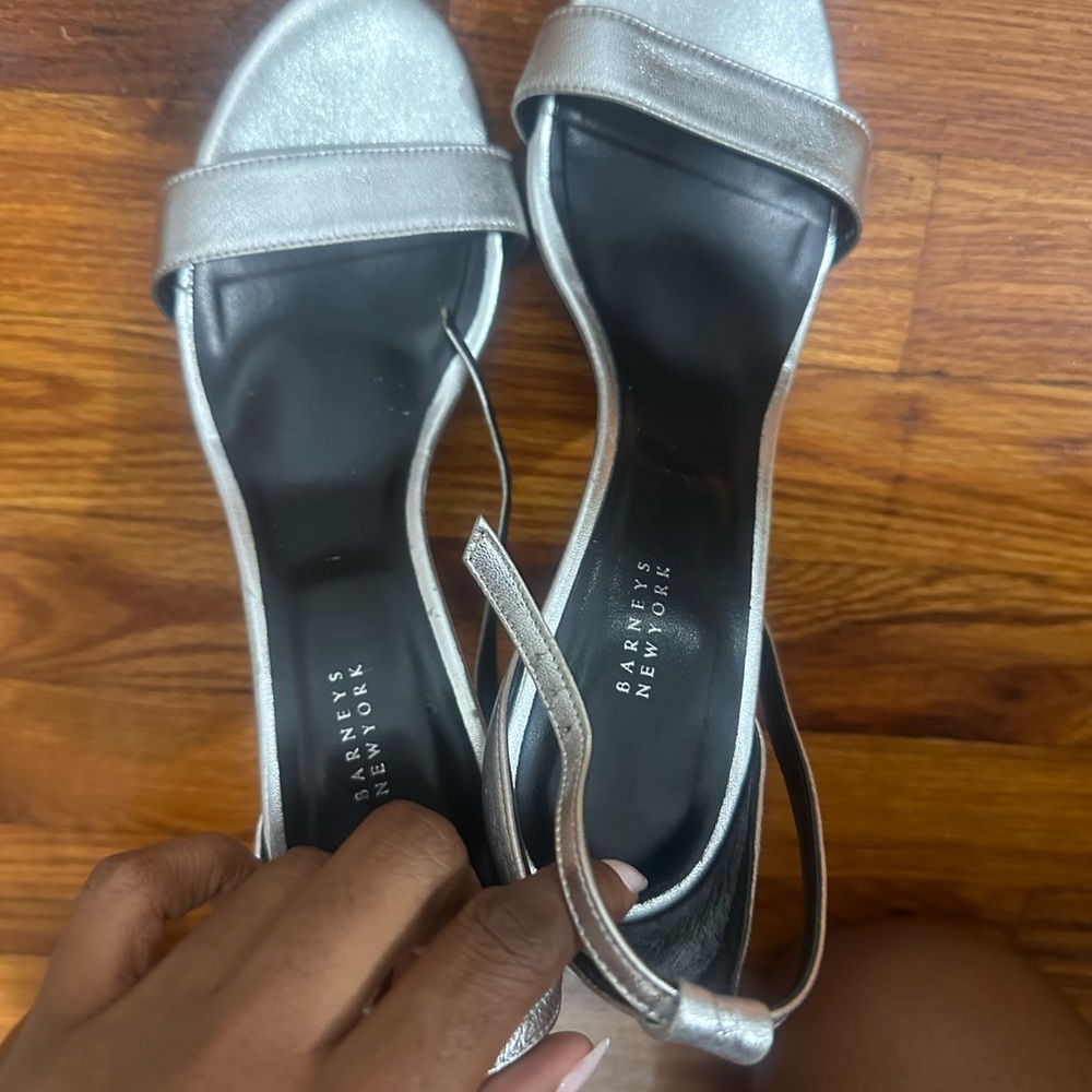 Barneys New York Silver Heeled Sandals
